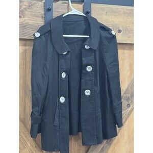 St John Pea Coat Jacket Women's  Cotton Size Small Black